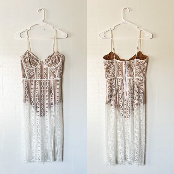 For Love and Lemons Dakota Lace Midi Dress in White - Picture 5 of 13